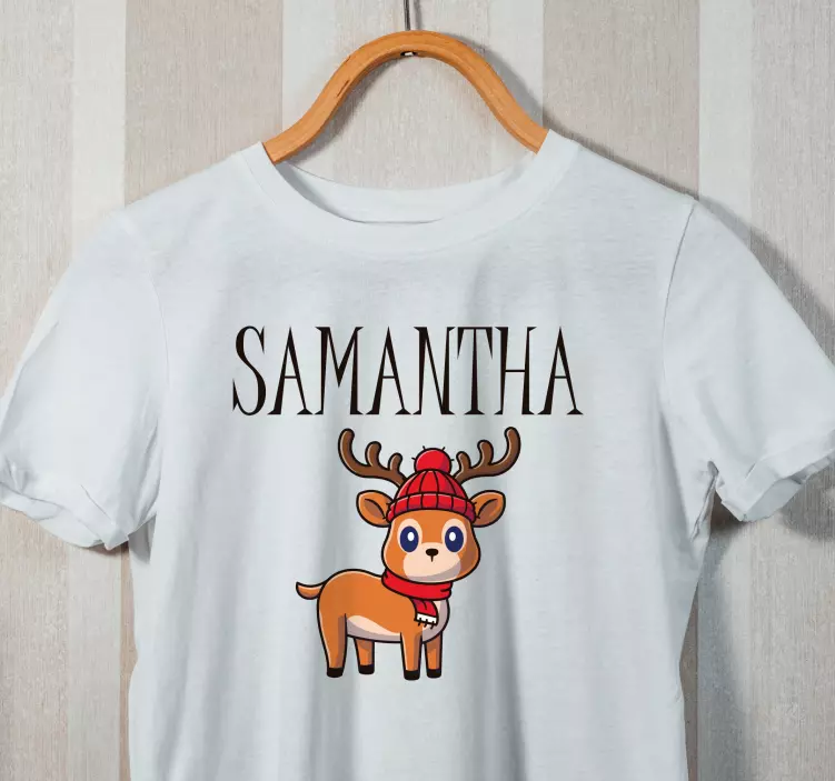 Baby reindeer design with name Christmas shirt - TenStickers