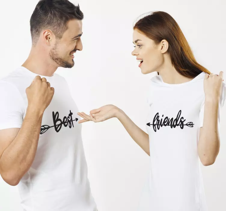 Best friends text arrows Couple t shirts - TenStickers