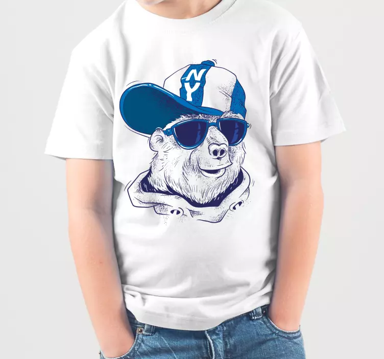 Blue bear cartoon graffiti custom t-shirt - TenStickers