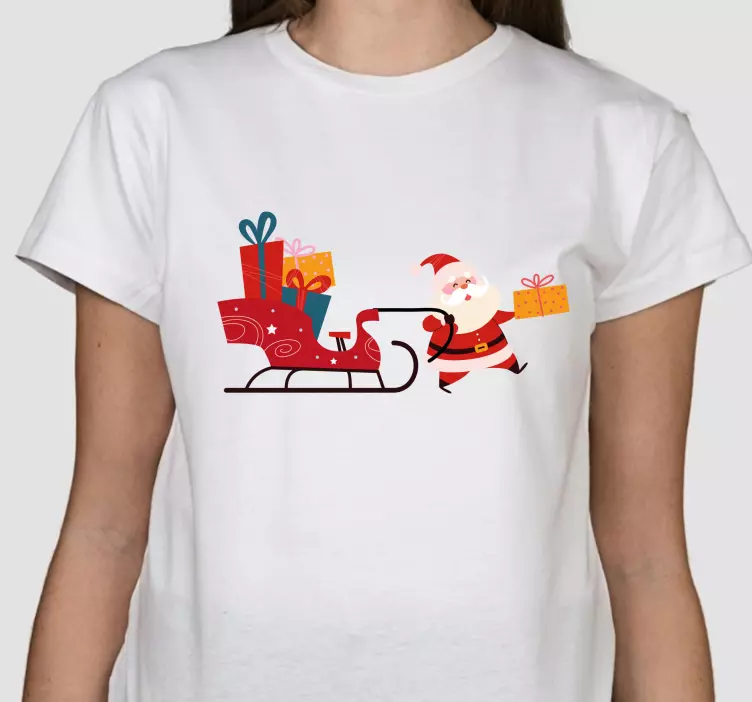 Cartoon Sleigh with gifts Santa Christmas shirt - TenStickers