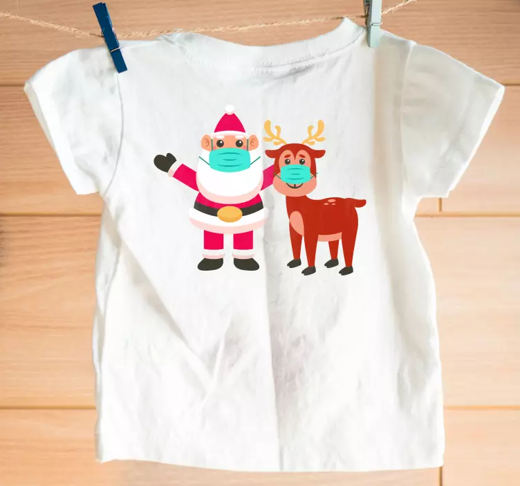 Cautious Santa and Reindeer Christmas shirt - TenStickers