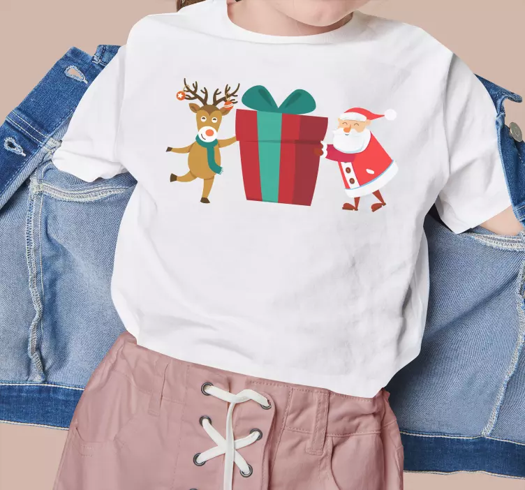 Chibi Santa and Reindeer Christmas shirt - TenStickers