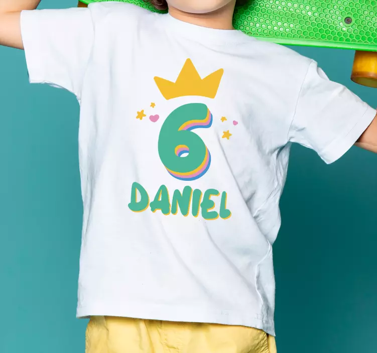 Birthday age with stars and name T-shirts - TenStickers