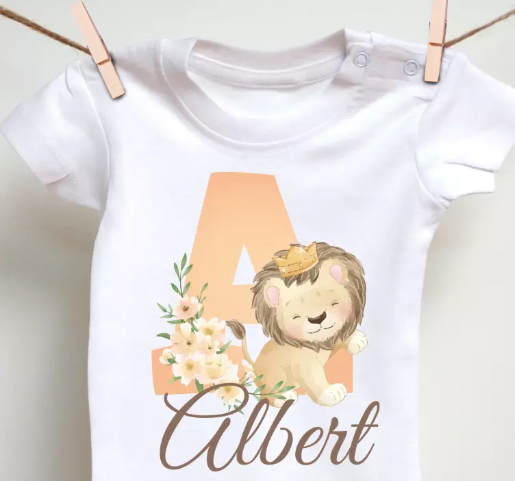 Cute animals lioness with name Baby shirt - TenStickers