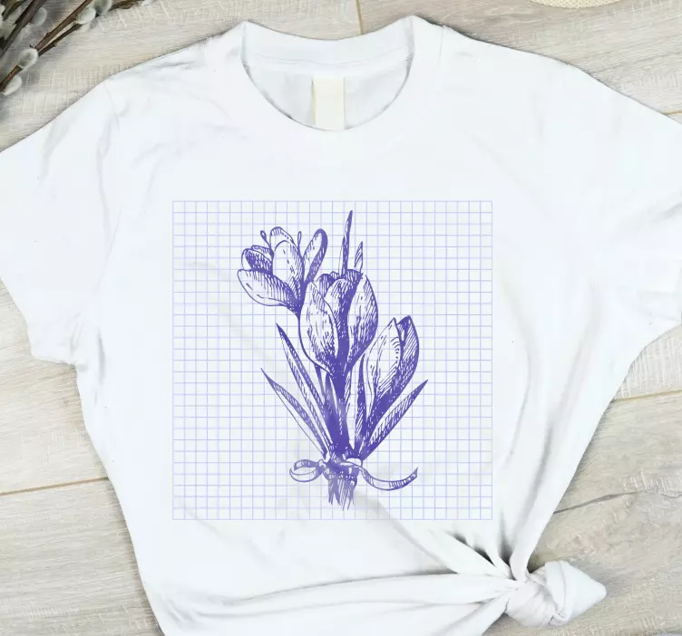 Cute drawing crocus flower custom t-shirt - TenStickers