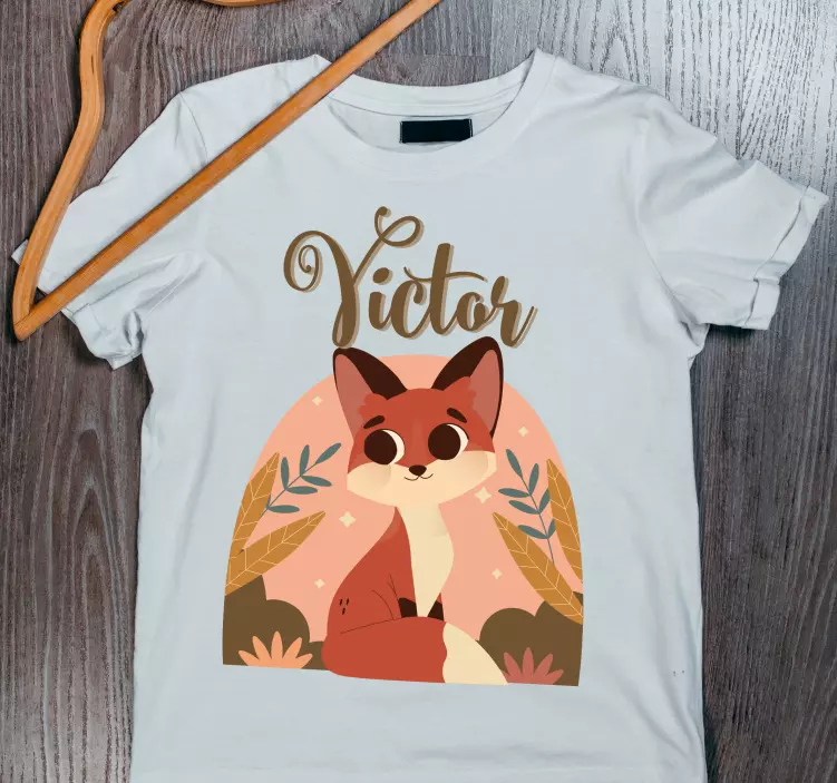 Cute fox for boy with name Baby shirt - TenStickers