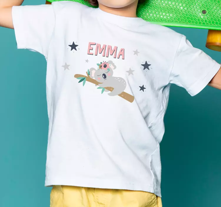 Cute koala for girl with name Baby shirt - TenStickers