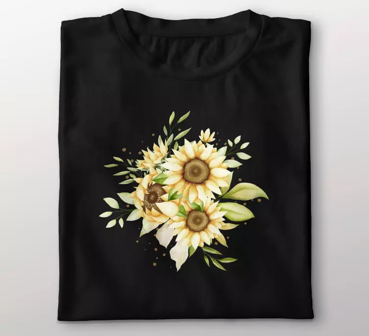 Detailed painted sunflower bouquet custom shirt - TenStickers