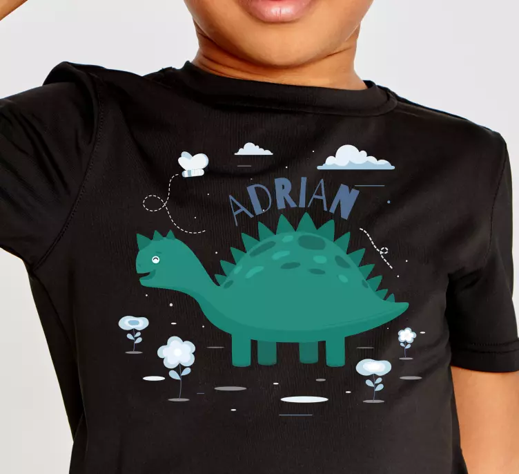 dinosaur with personalised name Kids t-shirt - TenStickers