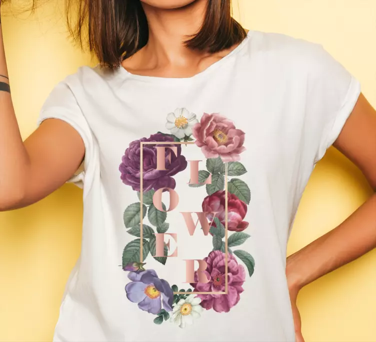 Elegant frame and flower custom t-shirt - TenStickers