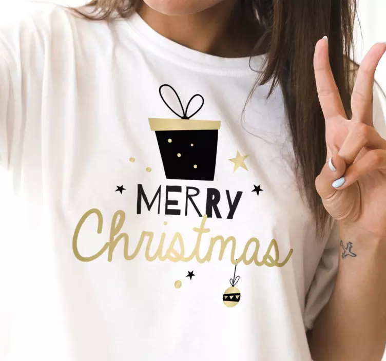 Elegant Gift Box Pattern text Christmas shirt - TenStickers