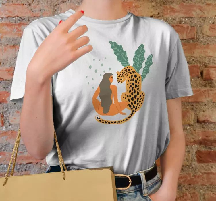 Fashionable woman and leopard custom t-shirt - TenStickers