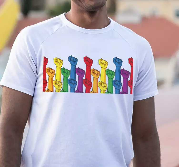 Fist in rainbow colors custom t-shirt - TenStickers