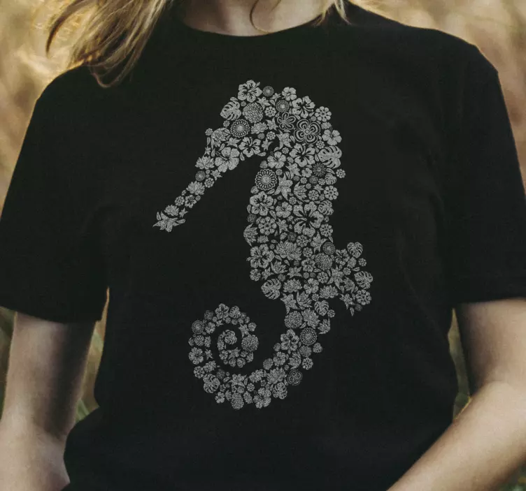 Floral Sea Horse custom t-shirt - TenStickers