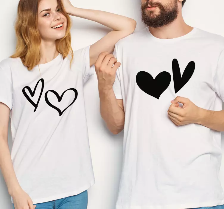 Full and empty hearts Couple t shirts - TenStickers