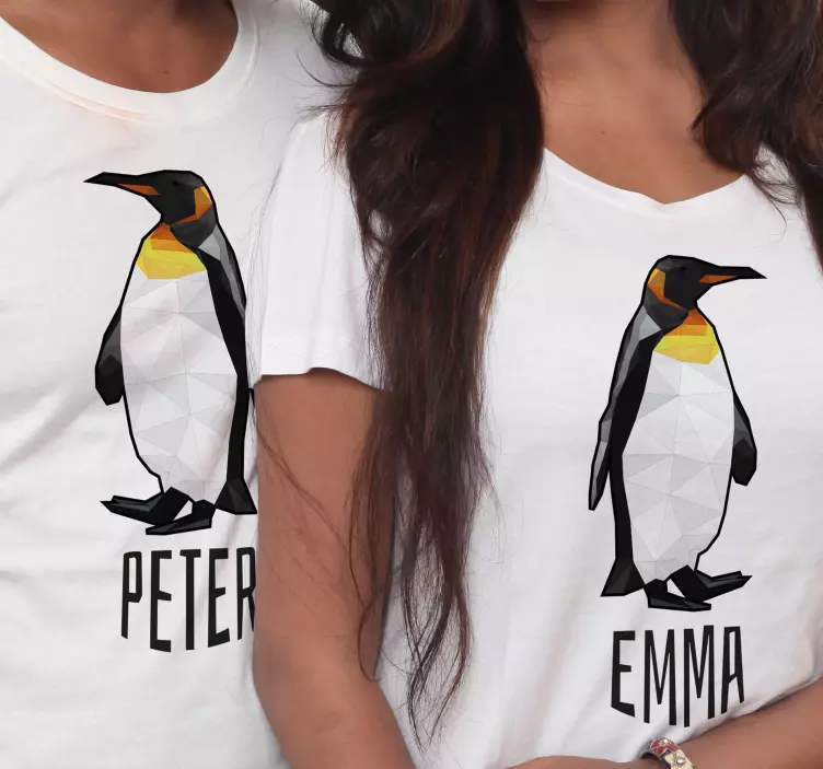 Geometric-pair of penguins T-shirts with name - TenStickers