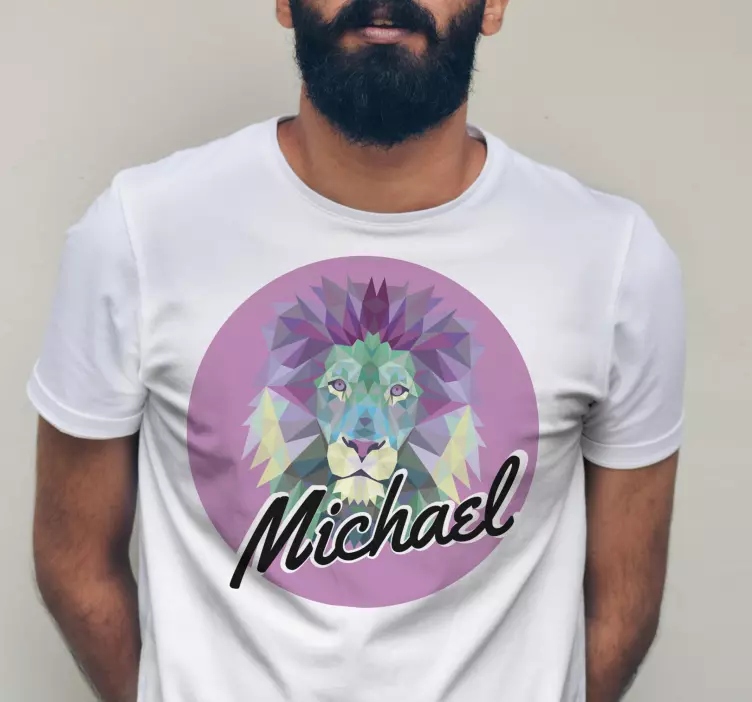 Geometric-purple lion  T-shirts with name - TenStickers