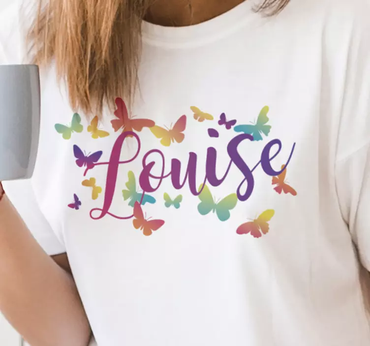 Gradient Butterflies with name t-shirt - TenStickers