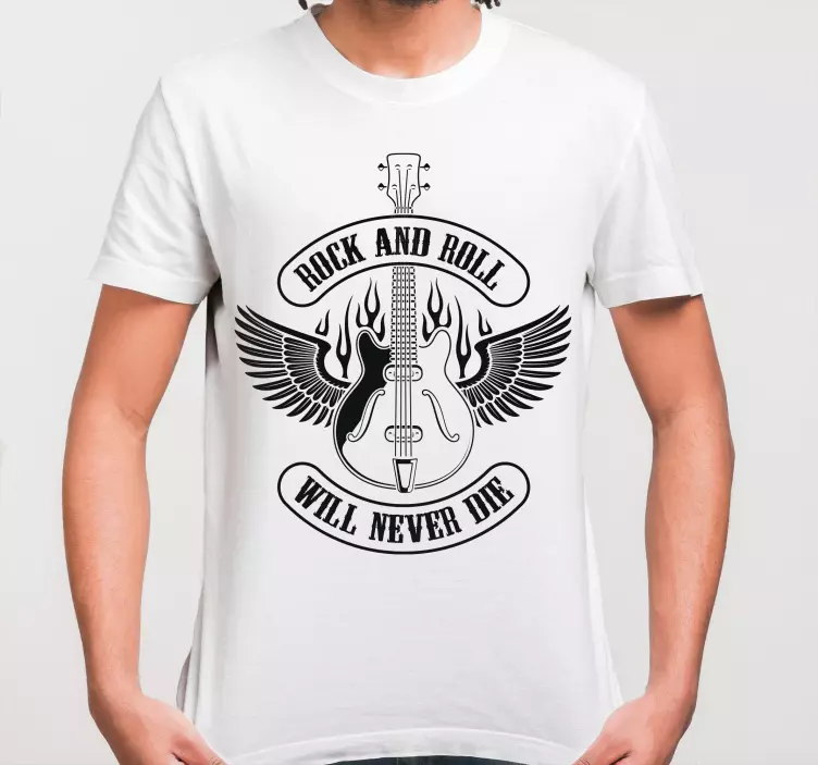 Guitar in fire with rock text custom t-shirt - TenStickers