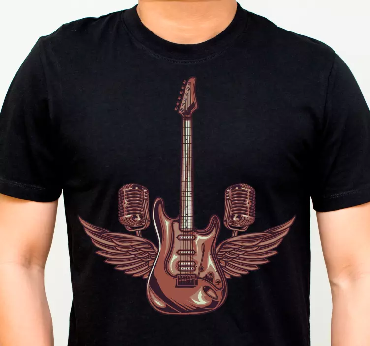 Illustration of guitar and mics custom t-shirt - TenStickers