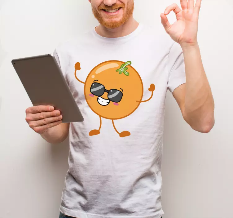 Orange cartoon with sunglasses custom t-shirt - TenStickers