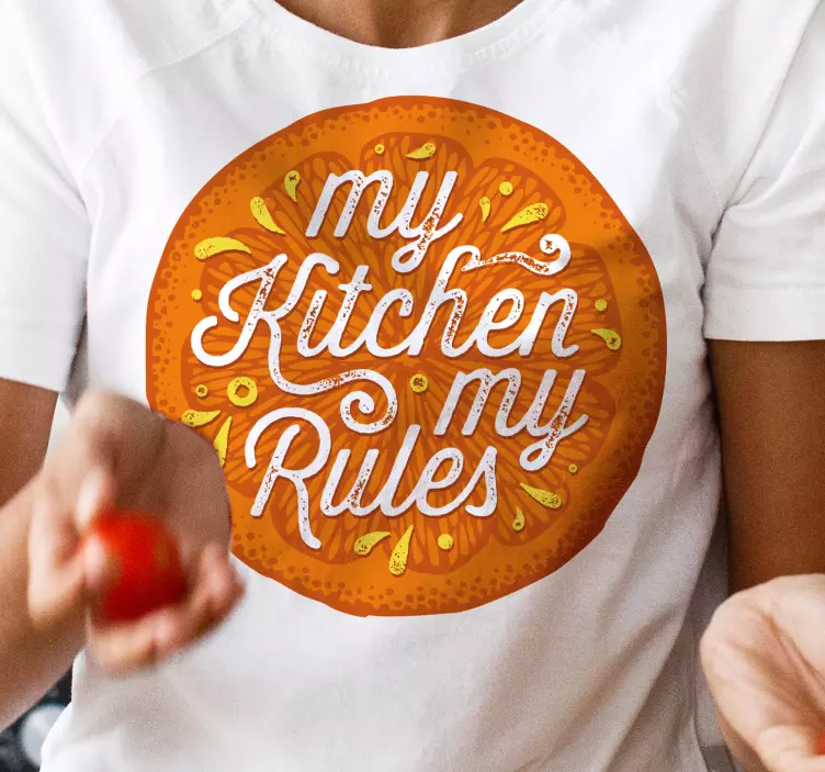 Orange hand draw kitchen text shirt design - TenStickers