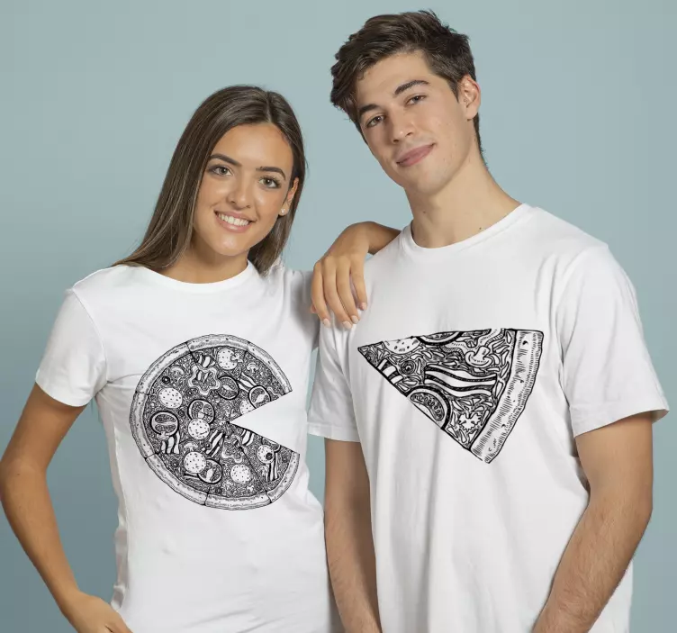 Pizza slices Couple t shirts - TenStickers