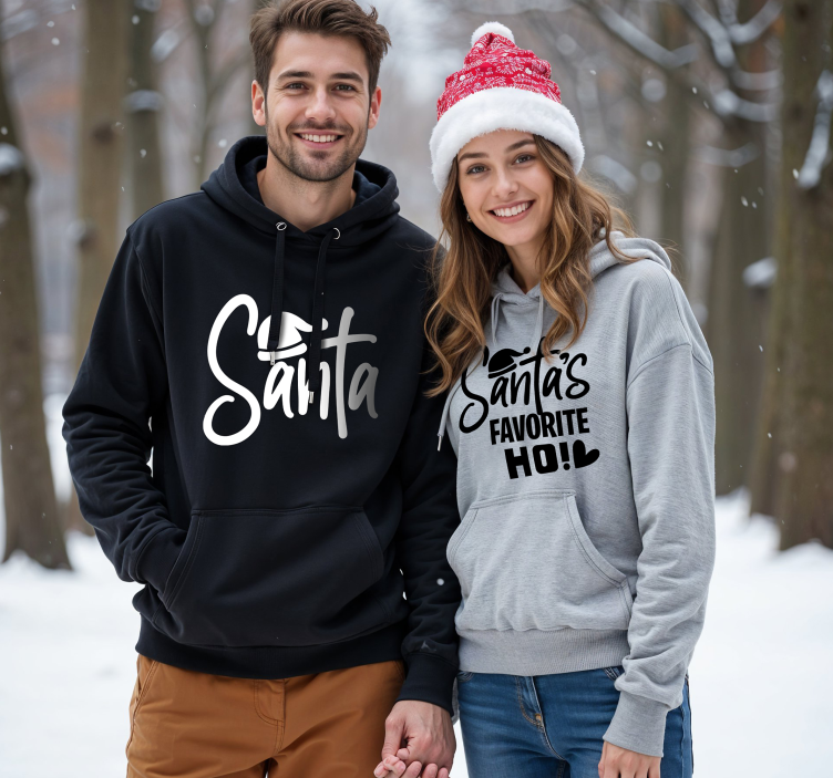 Santa's favorite Ho couple t-shirt - TenStickers