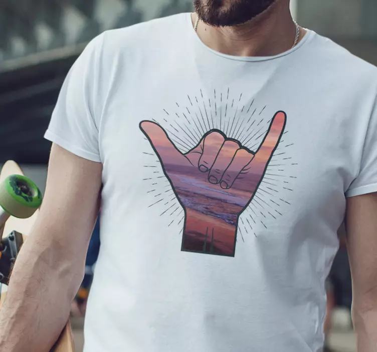Shaka hand with sea  custom t-shirt - TenStickers