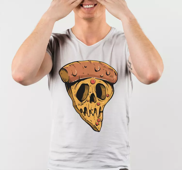 Skull pizza graphic t-shirt - TenStickers