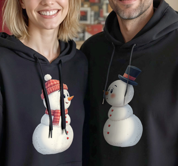 Snowman couple in love couple t-shirt - TenStickers