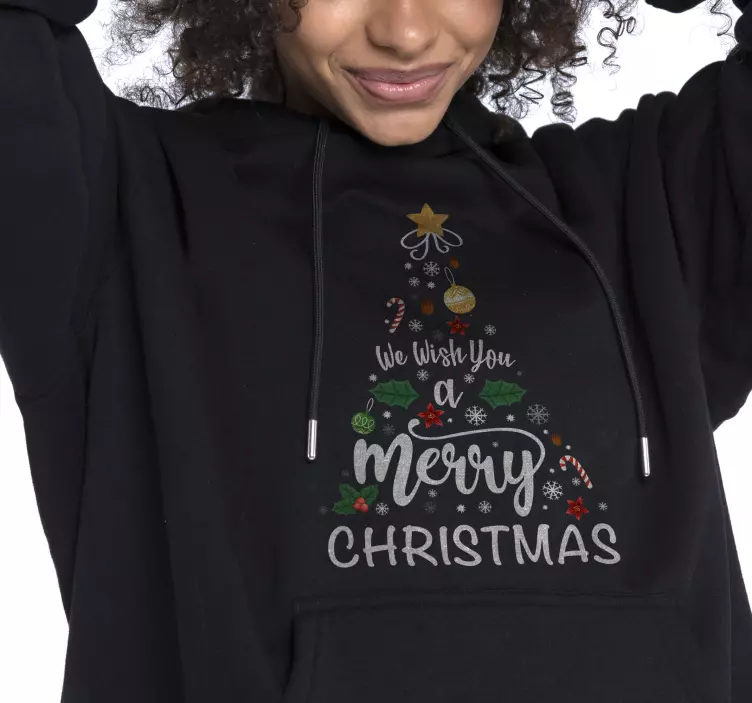 tree with ornaments and calligraphy Christmas shirt - TenStickers