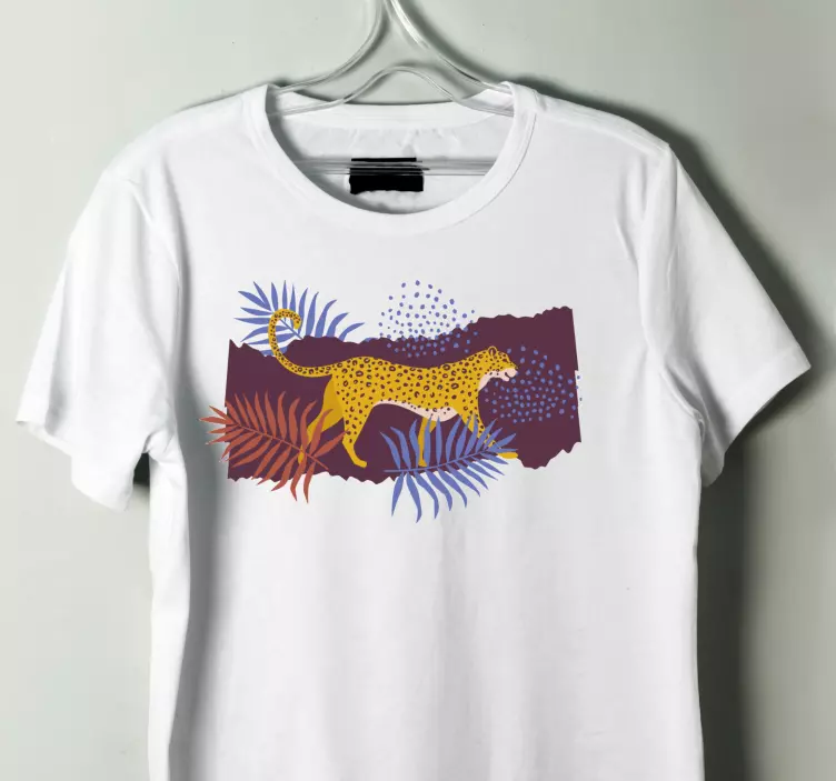 Tropical leaves leopards pattern custom t-shirt - TenStickers