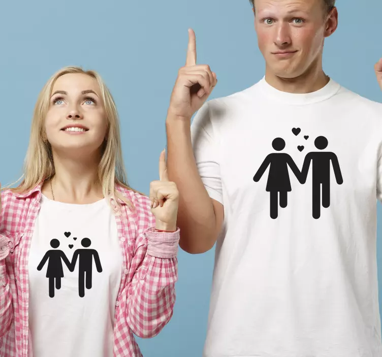 Two characters holding hands Couple t shirts - TenStickers