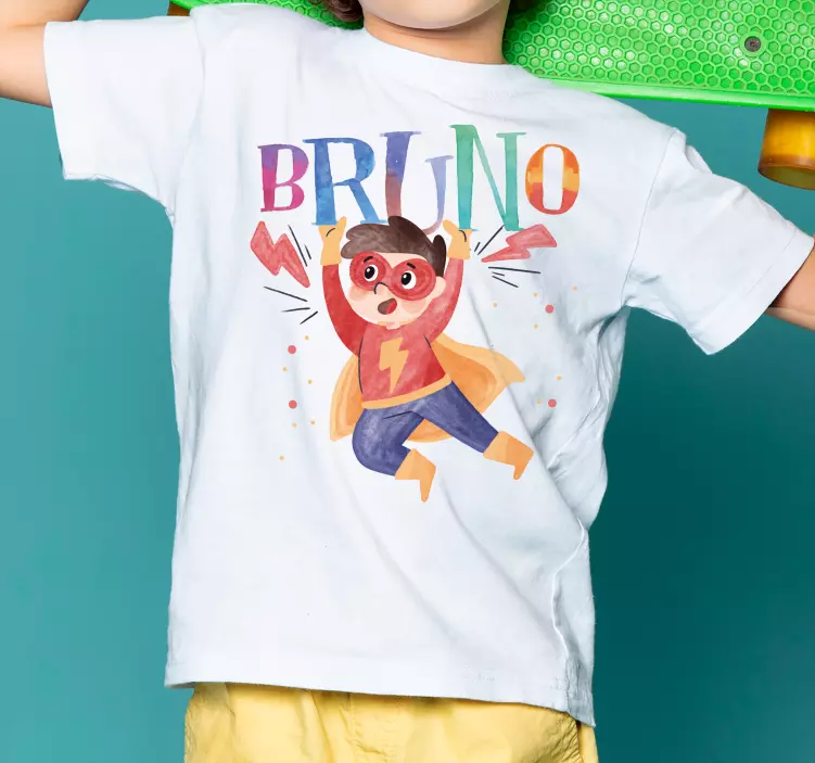 Watercolor super kid t-shirts with name - TenStickers