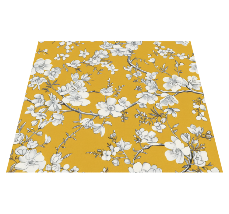 Floral vintage pattern yellow vinyl rug - TenStickers