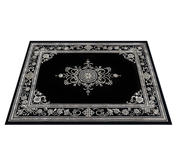 Classic oriental design black vinyl rug - TenStickers