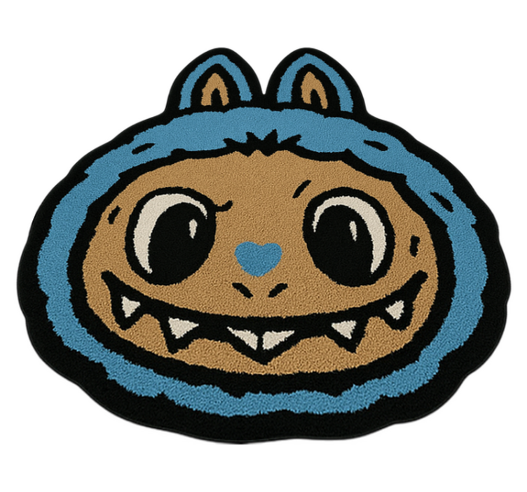 Blue Labubu design vinyl rug - TenStickers