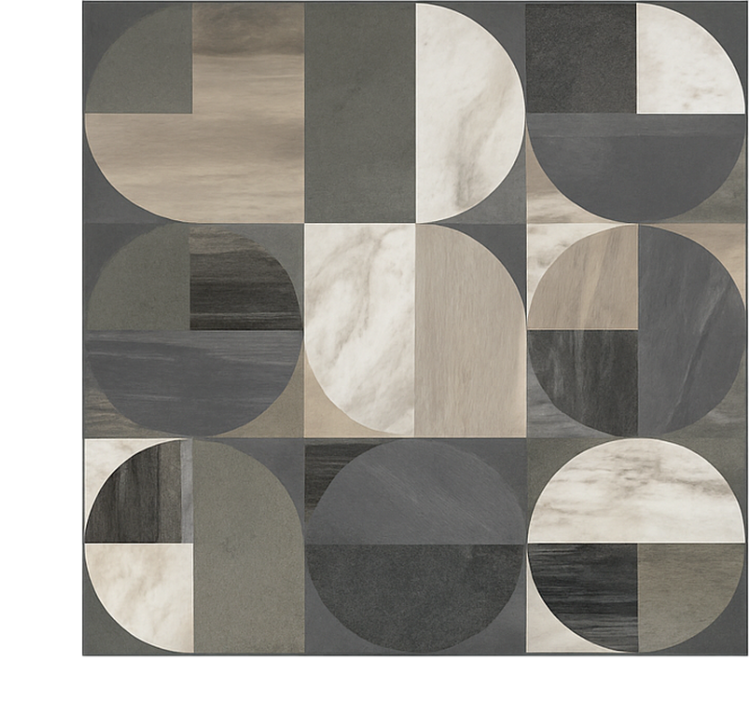 Half-circle pattern marble vinyl rug - TenStickers