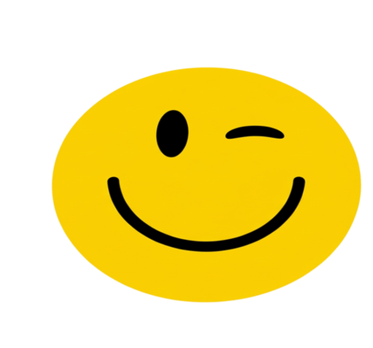 Circular vinyl rug with a playful wink face - TenStickers