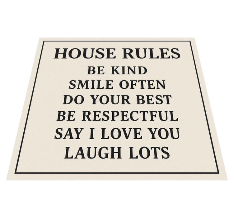 Custom vinyl rug house rules decor - TenStickers