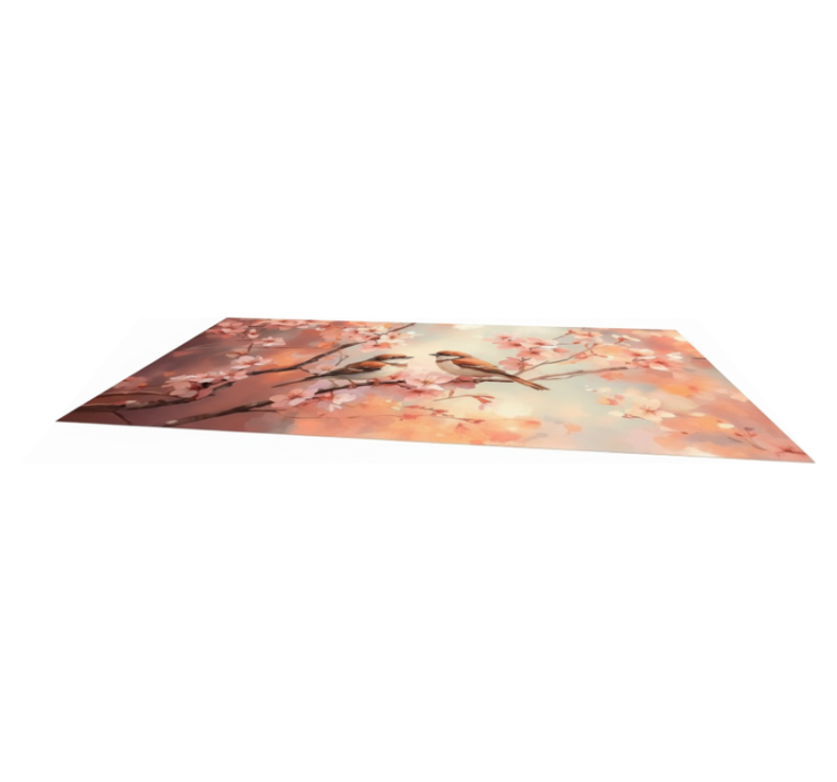 Living room vinyl rug with two birds on a branch - TenStickers