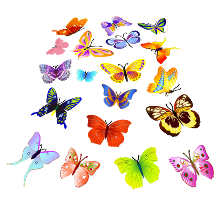 Multicolor flying butterflies animal vinyl rug - TenStickers