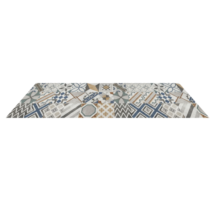 Eclectic geometric patchwork kitchen vinyl rug - TenStickers
