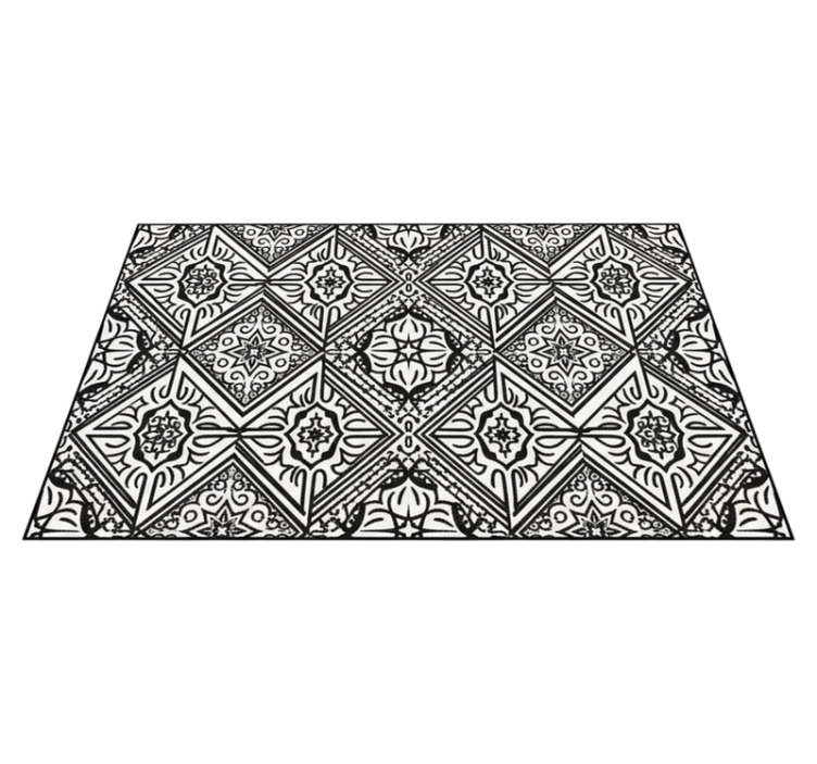 Kitchen vinyl rug in bold contrast kaleidoscope - TenStickers