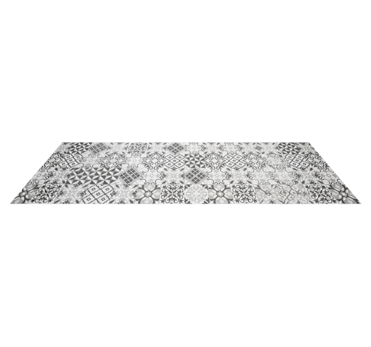 Kitchen vinyl rug with intricate greyscale mosaic - TenStickers