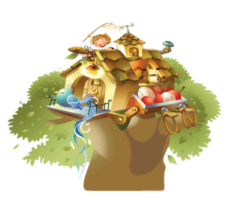 Animal vinyl rug house tree - TenStickers