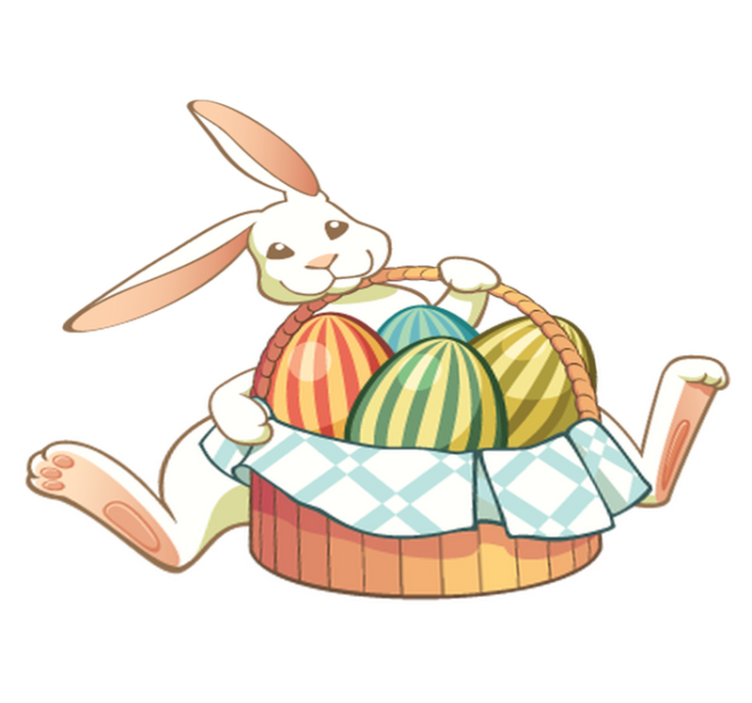 Easter bunny with basket animal vinyl rug - TenStickers