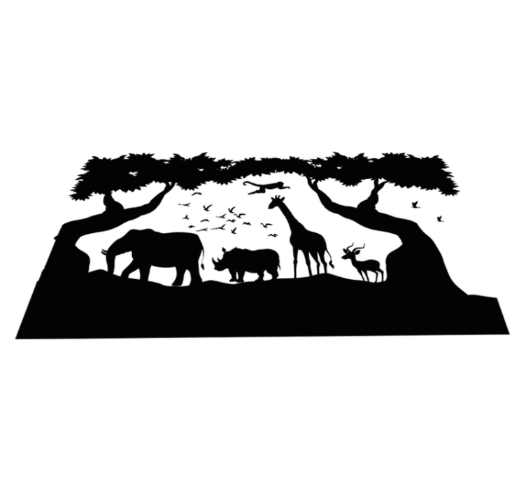 Animal vinyl rug black and white savannah style - TenStickers