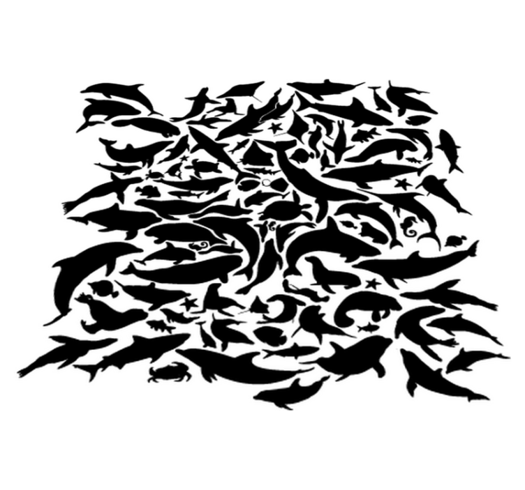 Marine black animal vinyl rug - TenStickers